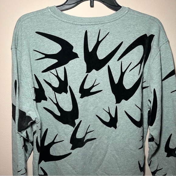 Alexander McQueen Mint Melange Mixed Media Novelty Birds Pullover Sweatshirt S - Picture 15 of 16